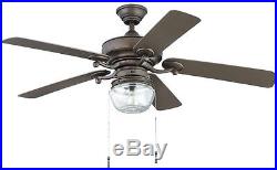 52 in Indoor Outdoor LED Ceiling Fan Light Kit 5 Blade 3 Speed Pull Chain Porch