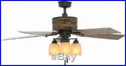 52 in. Indoor Outdoor Stone Housing Natural Iron Ceiling Fan Wet Rated Light Kit