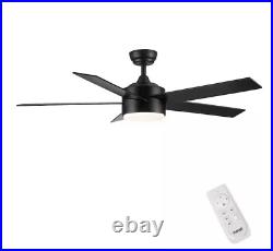 52 in. Integrated LED Indoor Light Kit Matte Black Ceiling Fans with AC Rversib