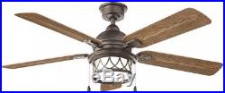 52 in. Integrated LED Indoor Outdoor Natural Iron Ceiling Fan with Light Kit