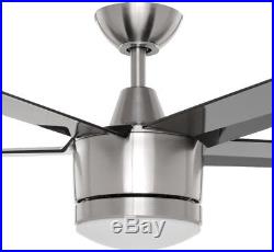 52 in. LED Indoor Brushed Nickel Ceiling Fan with Light Kit and Remote Control