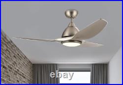 52 in LED Indoor Brushed Nickel Ceiling Fan with Light Kit and Remote Control
