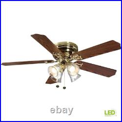 52 in. LED Indoor Ceiling Fan Light Kit Reversible Blade Flush Mount Large Room