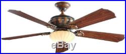 52 in. LED Indoor Mediterranean Dark Walnut Ceiling Fan Light Kit Remote Control