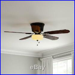 52 in. LED Indoor Oil Rubbed Bronze Ceiling Fan With Light Kit, Reversible Blades