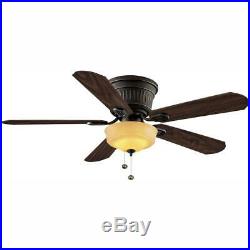 52 in. LED Indoor Oil Rubbed Bronze Ceiling Fan With Light Kit, Reversible Blades