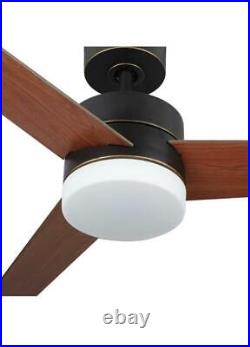 52 in. LED Indoor Old Bronze Ceiling Fan with Light Kit and Remote Control