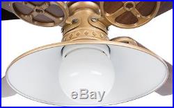 52-in Natural Brass Downrod Mount Indoor Ceiling Fan Light Kit Remote 4-Blade