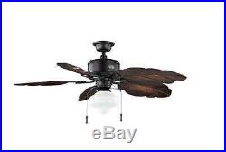 52-in Natural Iron Outdoor Ceiling Fan with Opal Light Kit And Downrod