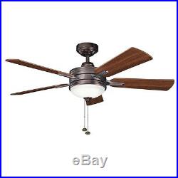 52-in Oil Brushed Bronze Downrod Mount Indoor Ceiling Fan Light Kit Lamp Home