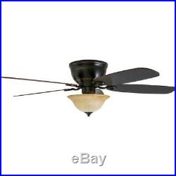 52-in Oil Rubbed Bronze Flush Mount Indoor Ceiling Fan with Light Kit and Remote