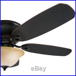 52-in Oil Rubbed Bronze Indoor Flush Mount Ceiling Fan with Light Kit and Remote