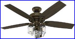 52 in. Rustic Bronze Ceiling Fan Industrial Light Kit Reversible Blades Quiet