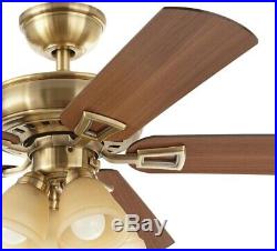 52 in. Smart Ceiling Fan with LED Light Kit and WINK Hub Remote Control, Brass