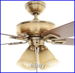 52 in. Smart Ceiling Fan with LED Light Kit and WINK Hub Remote Control, Brass