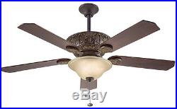 52-in Tannery Bronze/Gold Highlights Downrod Mount Indoor Ceiling Fan Light Kit