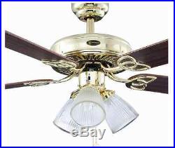 52-in Vintage Reversible 5 Blade Ceiling Fan with Retro 3 Light Kit and Downrod