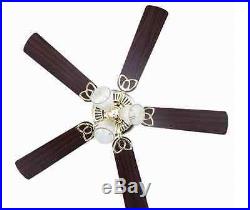 52-in Vintage Reversible 5 Blade Ceiling Fan with Retro 3 Light Kit and Downrod