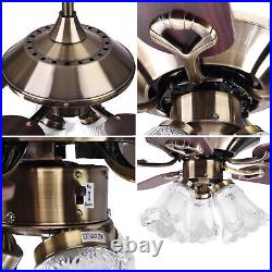 52 inch Ceiling Fan Light Kit 5 Blades Remote Reversible Chandelier Restaurant