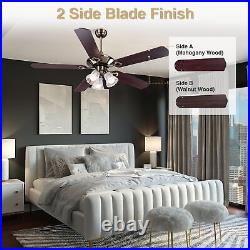 52 inch Ceiling Fan Light Kit 5 Blades Remote Reversible Chandelier Restaurant