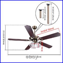52 inch Ceiling Fan Light Kit 5 Blades Remote Reversible Restaurant Chandelier