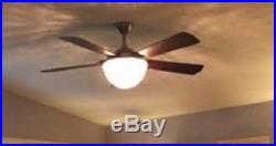 52-inch Ceiling Fan with Crystal Light Kit Remote Brushed Nickel Parklane Brown