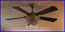 52-inch Ceiling Fan with Crystal Light Kit Remote Brushed Nickel Parklane Brown