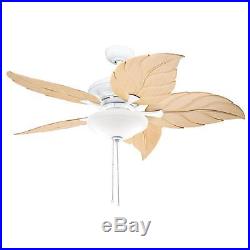 52 inch Ceiling Fan with Light Kit Leaf Design Elegant Pull Strings Shade Electric