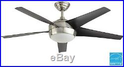 52 inch Ceiling Fan with Light and Remote Control Kit Modern Brushed Nickel NEW