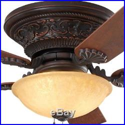 52-inch Specialty Bronze Indoor Flush Mount Ceiling Fan with Light Kit
