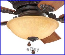 52-inch Specialty Bronze Indoor Flush Mount Ceiling Fan with Light Kit