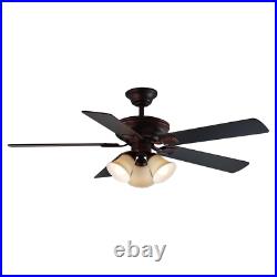 52in Ceiling Fan 5 Blades with LED Light Remote Control Kit Mediterranean Bronze