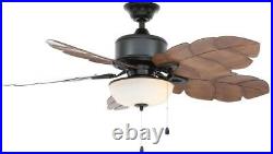 52in. Ceiling Fan LED Light Kit Indoor/Outdoor ABS Weatherproof Palm Leaf Blades