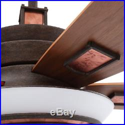 54 Copper Plated Mission Ceiling Fan & Remote, Iron Art Deco Fixture Light Kit
