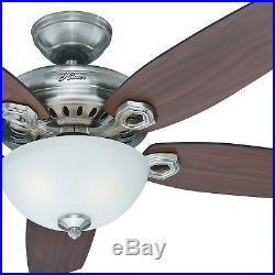 54 Hunter Fan Brushed Nickel Ceiling Fan with Light Kit and Remote Control
