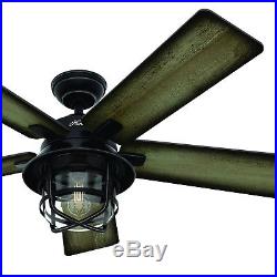 54 Hunter Outdoor Ceiling Fan in Weathered Zinc with LED Light Kit and Remote