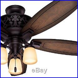 54 Hunter Traditional Ceiling Fan in Brittany Bronze with Light Kit, Ships Free