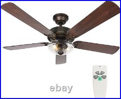 54 Inch Indoor Ceiling Fan with Light Kit and Remote Control, Farmhouse Style, R