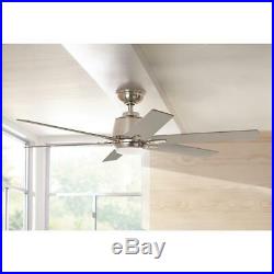 54 in. Brushed Nickel Ceiling Fan Integrated LED Light Kit Remote Control Modern