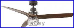 54-in Indoor Ceiling Fan Natural Bronze Brushed Downrod Light Kit Remote 3-Blade