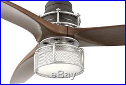 54-in Indoor Ceiling Fan Natural Bronze Brushed Downrod Light Kit Remote 3-Blade