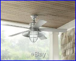 54 in Indoor/Outdoor Ceiling Fan LED Light Kit Remote Control Galvanized Steel