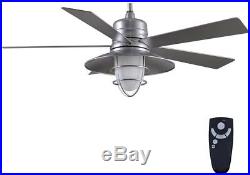 54 in. LED Indoor Outdoor Galvanized Ceiling Fan with Light Kit Remote Control