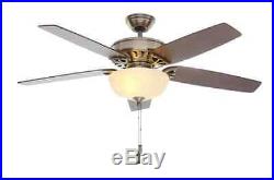 54 inch 5-Reversible Clove/Walnut Blades Antique Brass Ceiling Fan Light Kit