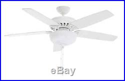 54 inch 5-White Blades Snow White Ceiling Fan Cased White Glass Bowl Light Kit