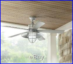 54in Indoor/Outdoor Ceiling Fan With LED Light Kit Remote Control Galvanized Steel