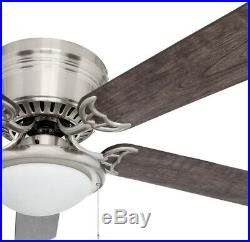 56 in. Brushed Nickel Ceiling Fan with Light Kit 5 Blade LED Light Indoor Hugger