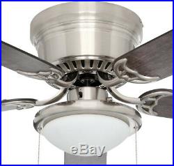 56 in. Brushed Nickel Ceiling Fan with Light Kit 5 Blade LED Light Indoor Hugger