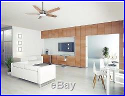 56 in. Modern Brushed Nickel Ceiling Fan LED Light Energy Star Wall Control Kit