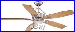 56in. LED Indoor Brushed Nickel Ceiling Fan with Light Kit Remote Control Large